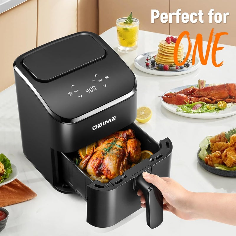 DEIME Air Fryer, Small Digital 3 Qt Airfryer Space Saving Compact, Bake, Reheat, Roasts for Quick Easy Meals, Mini Compact & Quiet, Nonstick & Dishwasher Safe Basket (Black) - Image 2